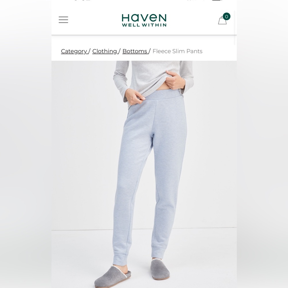 NWT: Haven Well Within Fleece Slim Pants, Size XS, Color: Gray